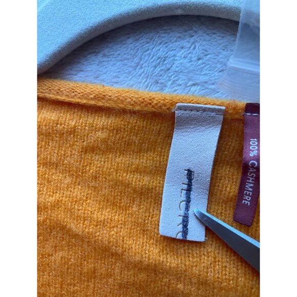 New No Tags Pilcro Womens Sz Small Cropped Sweater 100 % Cashmere Yellow Mustard - Picture 4 of 9